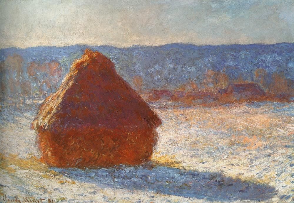 Claude Monet Haystack snow effect